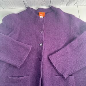 Hearts of Palm Women’s Boiled Wool Cardigan Purple XL 100% Wool